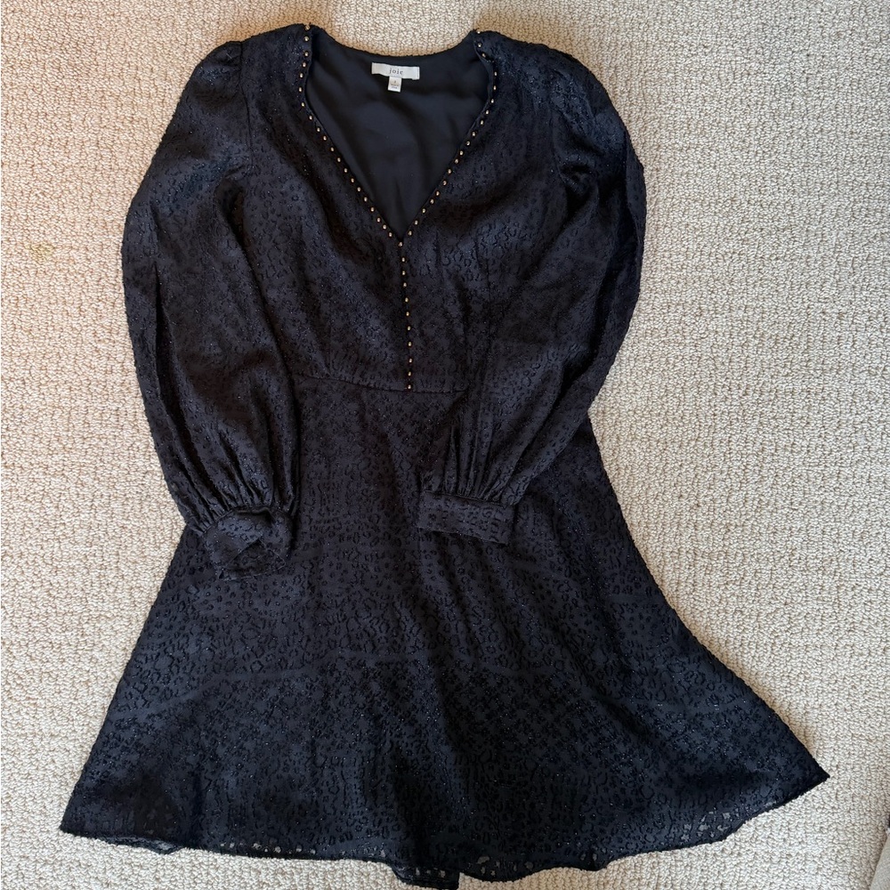 Joie Black Lace Long-Sleeve A-Line Dress Size Small